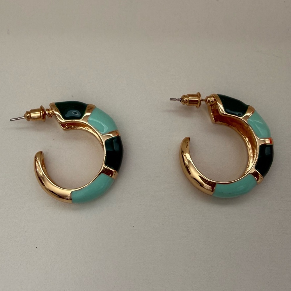 Elegant Gold and Turquoise Hoop Earrings
